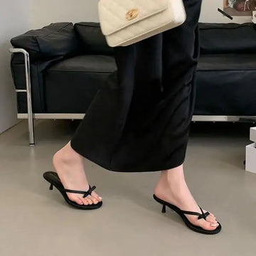 Xajzpa Thin Heels Female Shoes Low Butterfly-Knot Womens Slippers Outdoor Rubber Flip Flops Slides 2025 Hawaiian Soft PU Rome Butterfly